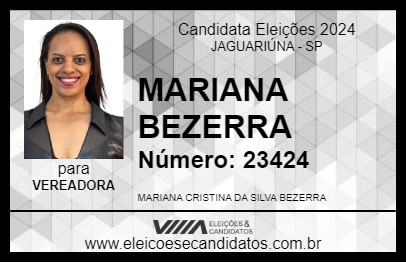 Candidato MARIANA BEZERRA 2024 - JAGUARIÚNA - Eleições