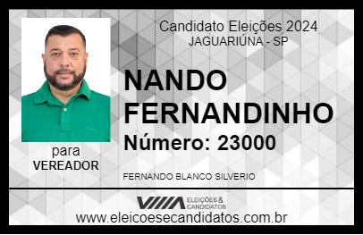 Candidato NANDO FERNANDINHO 2024 - JAGUARIÚNA - Eleições