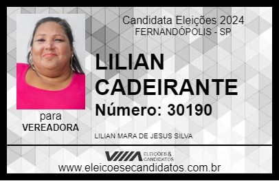 Candidato LILIAN CADEIRANTE 2024 - FERNANDÓPOLIS - Eleições