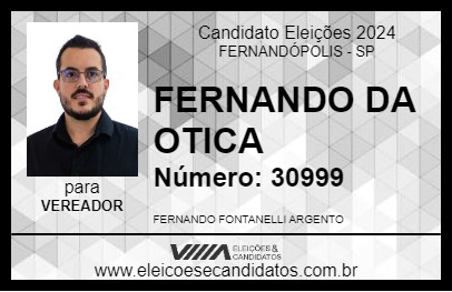 Candidato FERNANDO DA OTICA 2024 - FERNANDÓPOLIS - Eleições