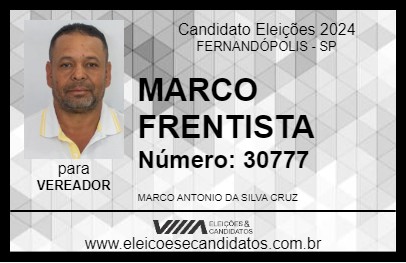 Candidato MARCO FRENTISTA 2024 - FERNANDÓPOLIS - Eleições