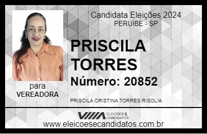 Candidato PRISCILA TORRES 2024 - PERUÍBE - Eleições