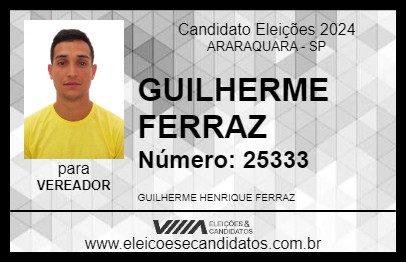 Candidato GUILHERME FERRAZ 2024 - ARARAQUARA - Eleições