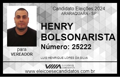 Candidato HENRY BOLSONARISTA 2024 - ARARAQUARA - Eleições