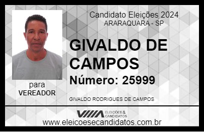 Candidato GIVALDO DE CAMPOS 2024 - ARARAQUARA - Eleições