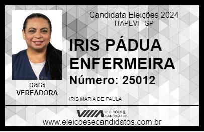 Candidato IRIS PÁDUA ENFERMEIRA 2024 - ITAPEVI - Eleições