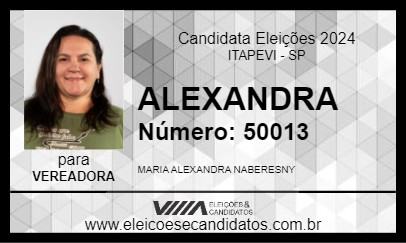 Candidato ALEXANDRA 2024 - ITAPEVI - Eleições