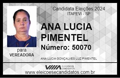 Candidato ANA LUCIA PIMENTEL 2024 - ITAPEVI - Eleições