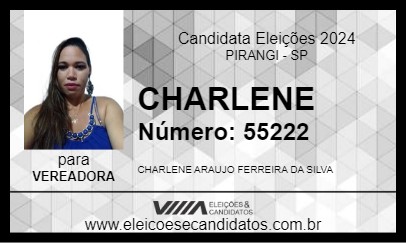 Candidato CHARLENE 2024 - PIRANGI - Eleições