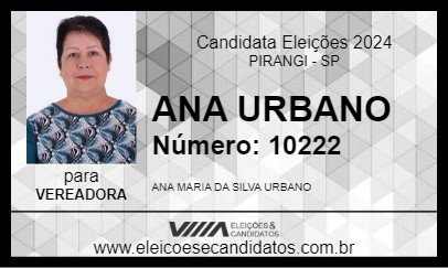 Candidato ANA URBANO 2024 - PIRANGI - Eleições