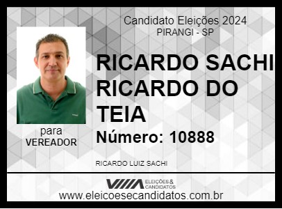 Candidato RICARDO SACHI RICARDO DO TEIA 2024 - PIRANGI - Eleições