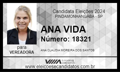 Candidato ANA VIDA 2024 - PINDAMONHANGABA - Eleições