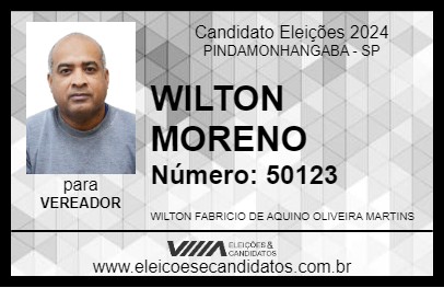 Candidato WILTON MORENO 2024 - PINDAMONHANGABA - Eleições