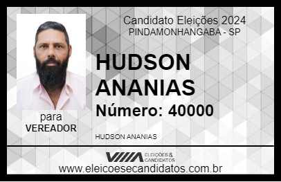 Candidato HUDSON ANANIAS 2024 - PINDAMONHANGABA - Eleições