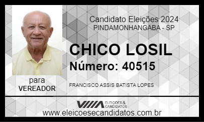 Candidato CHICO LOSIL 2024 - PINDAMONHANGABA - Eleições