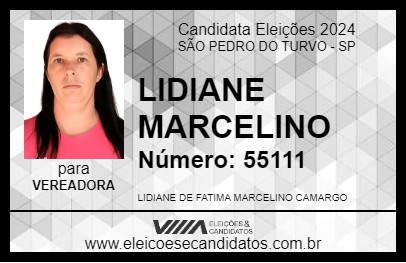 Candidato LIDIANE MARCELINO 2024 - SÃO PEDRO DO TURVO - Eleições