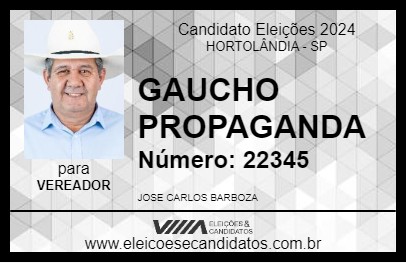 Candidato GAUCHO PROPAGANDA 2024 - HORTOLÂNDIA - Eleições