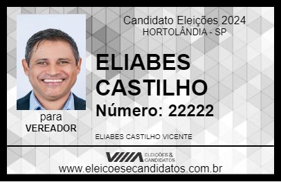 Candidato ELIABES CASTILHO 2024 - HORTOLÂNDIA - Eleições