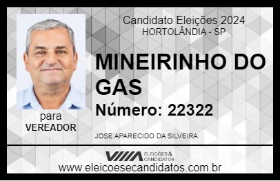 Candidato MINEIRINHO DO GAS 2024 - HORTOLÂNDIA - Eleições