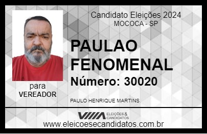 Candidato PAULAO FENOMENAL 2024 - MOCOCA - Eleições