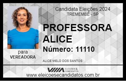 Candidato PROFESSORA ALICE 2024 - TREMEMBÉ - Eleições