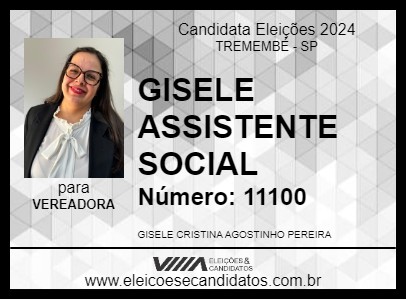 Candidato GISELE ASSISTENTE SOCIAL 2024 - TREMEMBÉ - Eleições