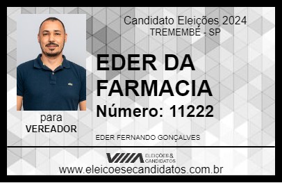 Candidato EDER DA FARMACIA 2024 - TREMEMBÉ - Eleições