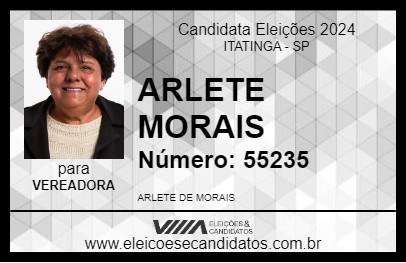 Candidato ARLETE  MORAIS 2024 - ITATINGA - Eleições