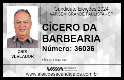 Candidato CÍCERO DA BARBEARIA 2024 - VARGEM GRANDE PAULISTA - Eleições