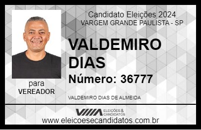 Candidato VALDEMIRO DIAS 2024 - VARGEM GRANDE PAULISTA - Eleições