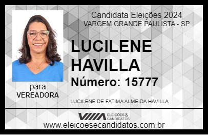 Candidato LUCILENE HAVILLA 2024 - VARGEM GRANDE PAULISTA - Eleições