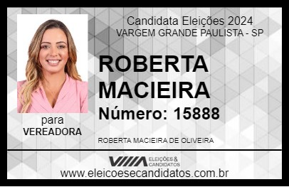 Candidato ROBERTA MACIEIRA 2024 - VARGEM GRANDE PAULISTA - Eleições