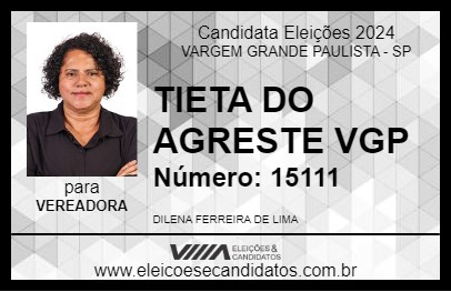 Candidato TIETA DO AGRESTE VGP 2024 - VARGEM GRANDE PAULISTA - Eleições