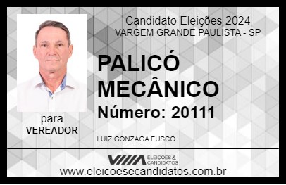 Candidato PALICÓ MECÂNICO 2024 - VARGEM GRANDE PAULISTA - Eleições