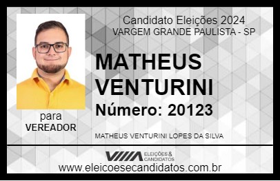 Candidato MATHEUS VENTURINI 2024 - VARGEM GRANDE PAULISTA - Eleições