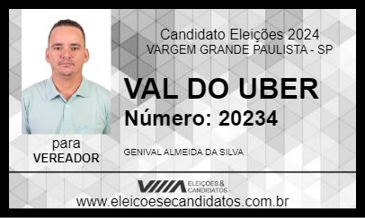 Candidato VAL DO UBER 2024 - VARGEM GRANDE PAULISTA - Eleições