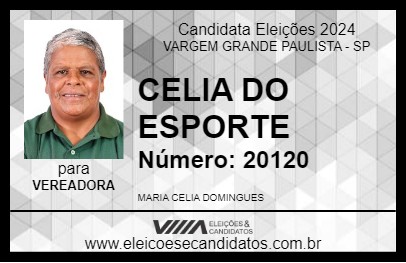 Candidato CELIA DO ESPORTE 2024 - VARGEM GRANDE PAULISTA - Eleições