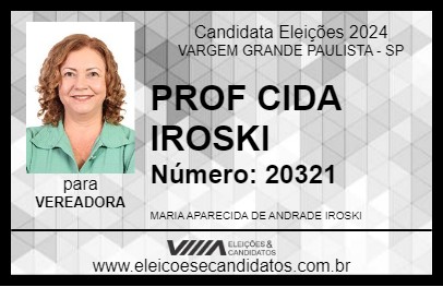 Candidato PROF CIDA IROSKI 2024 - VARGEM GRANDE PAULISTA - Eleições