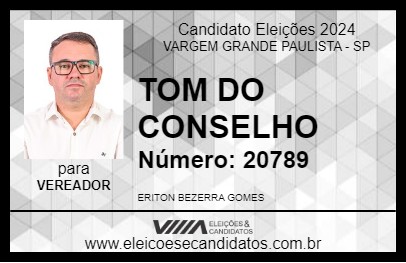 Candidato TOM DO CONSELHO 2024 - VARGEM GRANDE PAULISTA - Eleições