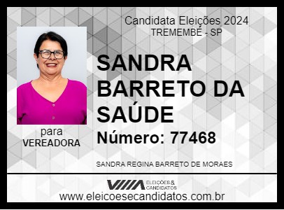 Candidato SANDRA REGINA BARRETO MORAIS 2024 - TREMEMBÉ - Eleições