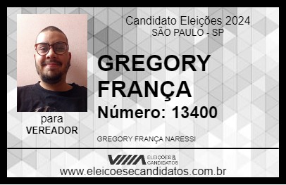 Candidato GREGORY FRANÇA 2024 - SÃO PAULO - Eleições