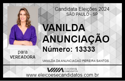 Candidato VANILDA ANUNCIAÇÃO 2024 - SÃO PAULO - Eleições