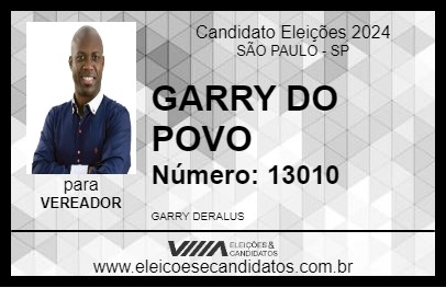 Candidato GARRY DO POVO 2024 - SÃO PAULO - Eleições