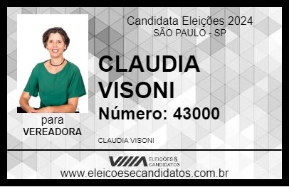 Candidato CLAUDIA VISONI 2024 - SÃO PAULO - Eleições