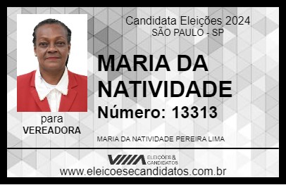 Candidato MARIA DA NATIVIDADE 2024 - SÃO PAULO - Eleições