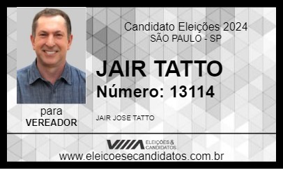 Candidato JAIR TATTO 2024 - SÃO PAULO - Eleições