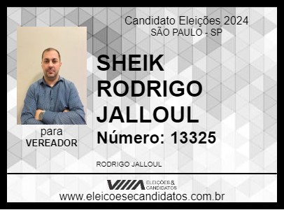 Candidato SHEIK RODRIGO JALLOUL 2024 - SÃO PAULO - Eleições