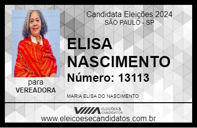 Candidato ELISA NASCIMENTO 2024 - SÃO PAULO - Eleições