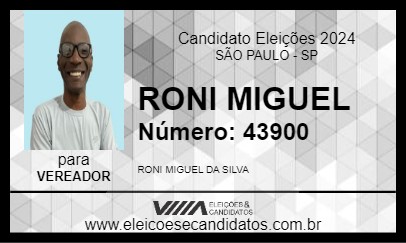 Candidato RONI MIGUEL 2024 - SÃO PAULO - Eleições