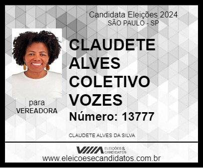 Candidato CLAUDETE ALVES COLETIVO VOZES 2024 - SÃO PAULO - Eleições